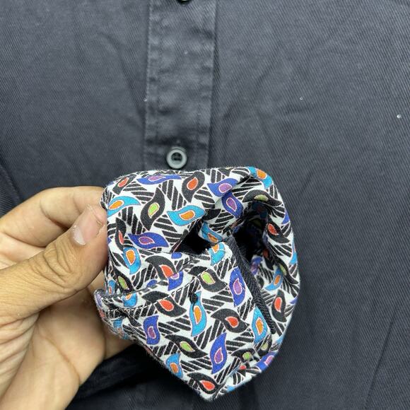 Robert Graham Shirt BLACK Mens 2XL Geometric Long Sleeve Flip Cuff Button‎ Up - Picture 3 of 6